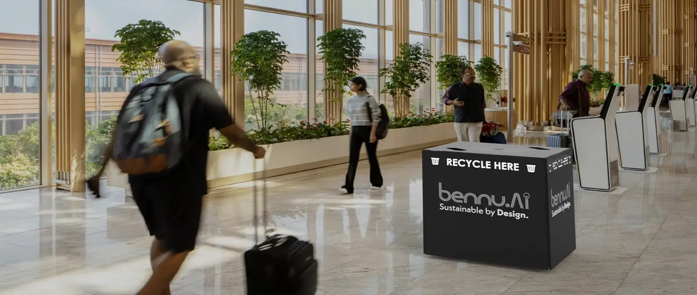 A smart waste bin at an airport