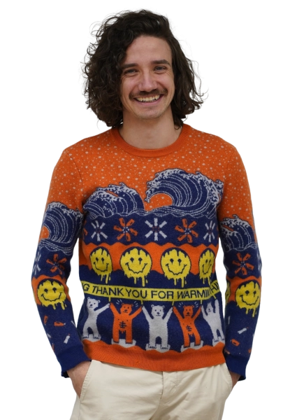 Jonathan Feldstein the managing director at Bennu.Ai in his statement sweater